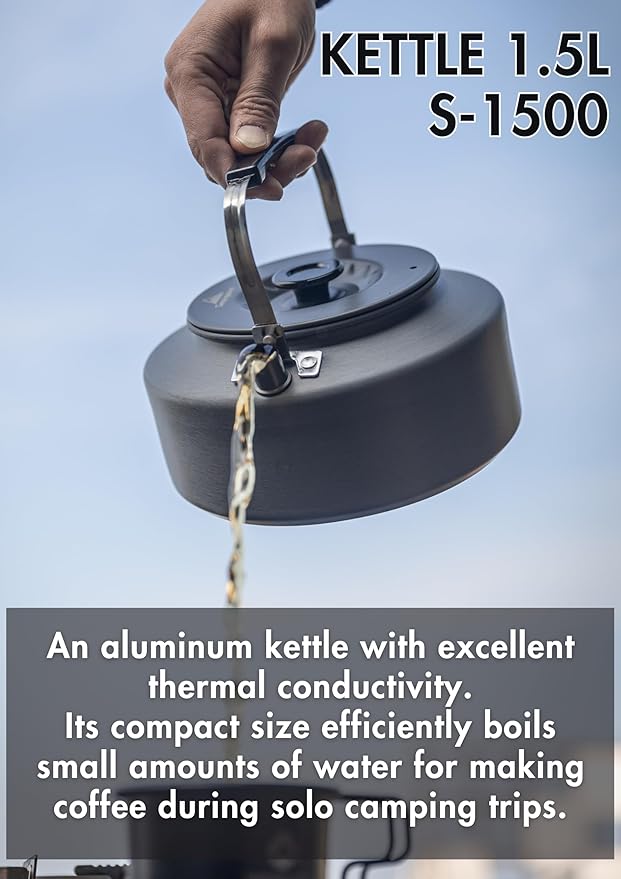 [Cookware] Campingmoon S1500; 1.5L Portable Ultra-Light Camping Kettle, Coffee & Tea Pot