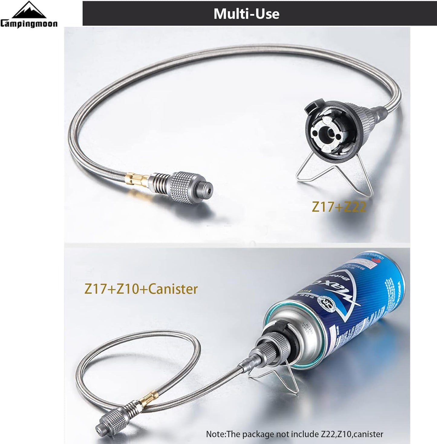 [Accessory] Campingmoon Z17; Camping Gas Canister Head Adapter Gas Hose for EN417 Lindal Valve Screw-on Type Canister and Device (39.37-inch Length)