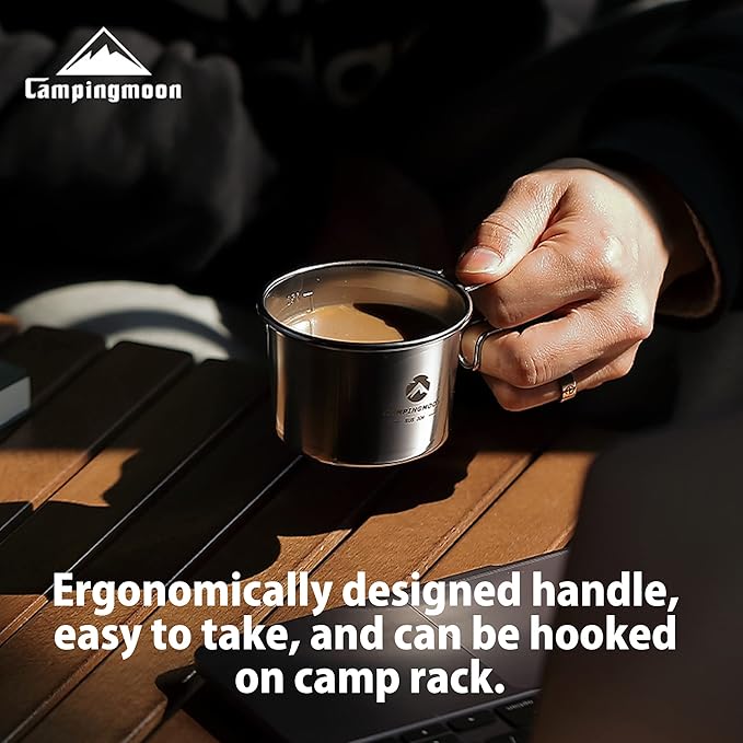 [Cookware] Campingmoon S-180-2P; 304 Stainless Steel Small Coffee Mug, 160ml, 2Pcs,