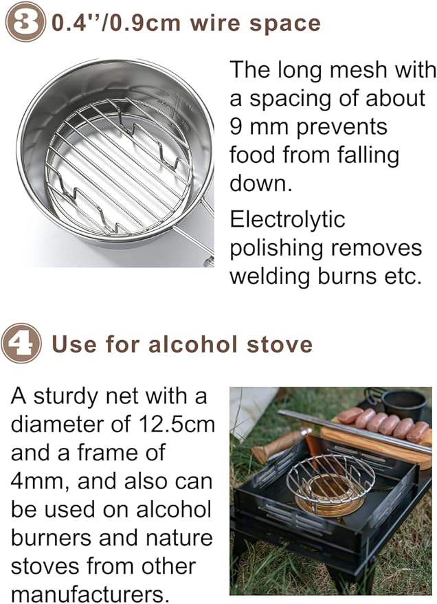 [Cookware Accessory] Campingmoon W9; 3.7-Inch Steaming Inner Net Bottom Net for Sierra Cup Sierra Steamer