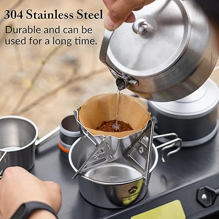 [Coffee Tools] Campingmoon COF-01; Collapsible Stainless Steel Camping Coffee Maker, Pour Over for Camping