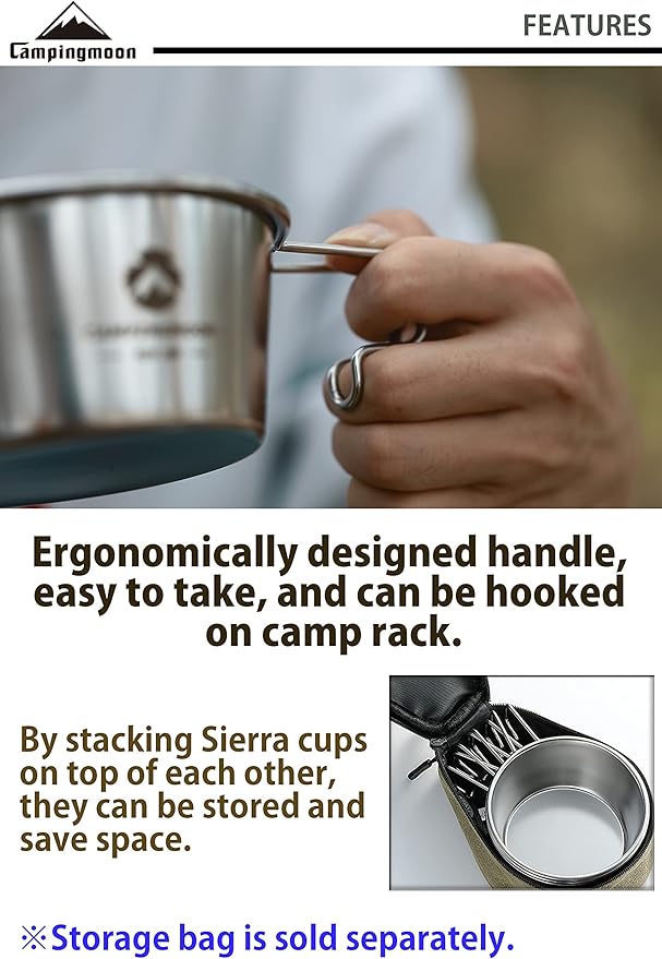 [Cookware] Campingmoon S360; 2pcs Set Stainless Steel Deep Type Camping Sierra Cup 450ml