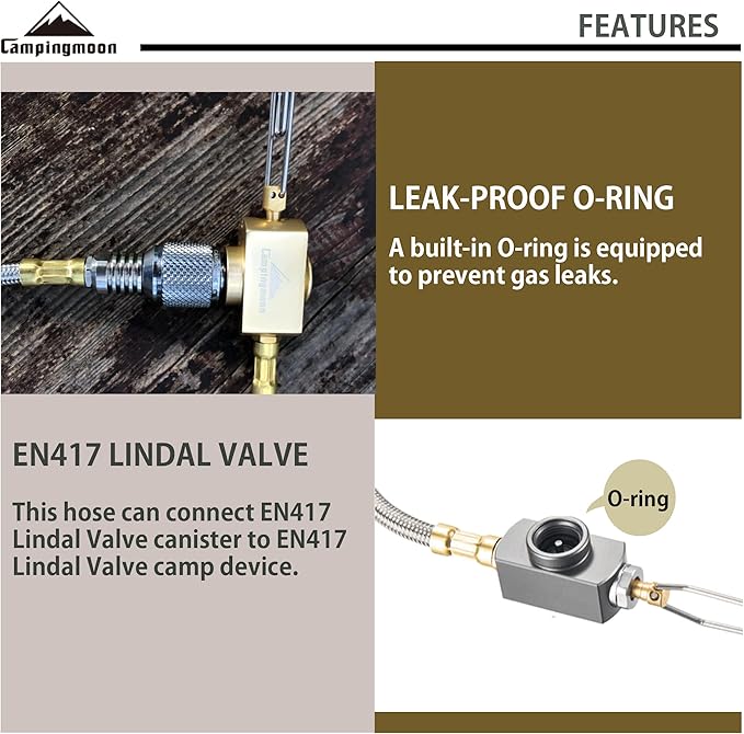 [Accessory] Camping Moon Z21-70; 27.6-inch Multi-Function Gas Hose for EN417 Lindal Valve Screw-on Type Canister and Device
