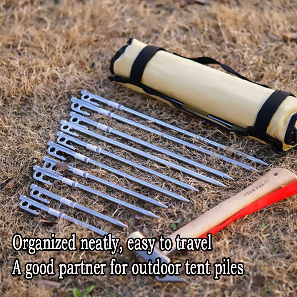 [Tent Tools] Campingmoon B-135; Tent Storage Bag , Can Holds 20 of The Long Tent Stakes, Thickened Canvas Can Withstand Tent Stakes Heavy Duty