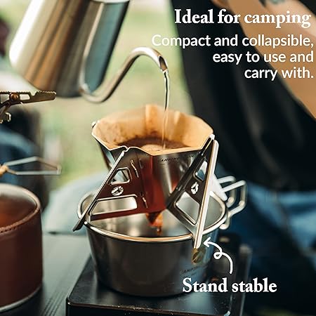 [Coffee Tools] Campingmoon COF-01; Collapsible Stainless Steel Camping Coffee Maker, Pour Over for Camping