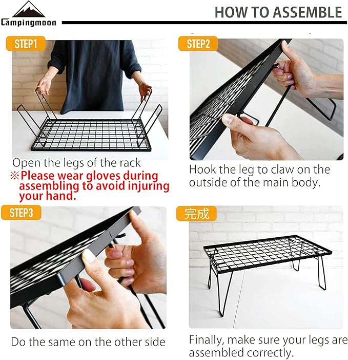 [Accessory] Campingmoon T-230-2TM; 2Pcs Outdoor Folding Multipurpose Storage Rack with Carrying Bag, Steel Plating Black
