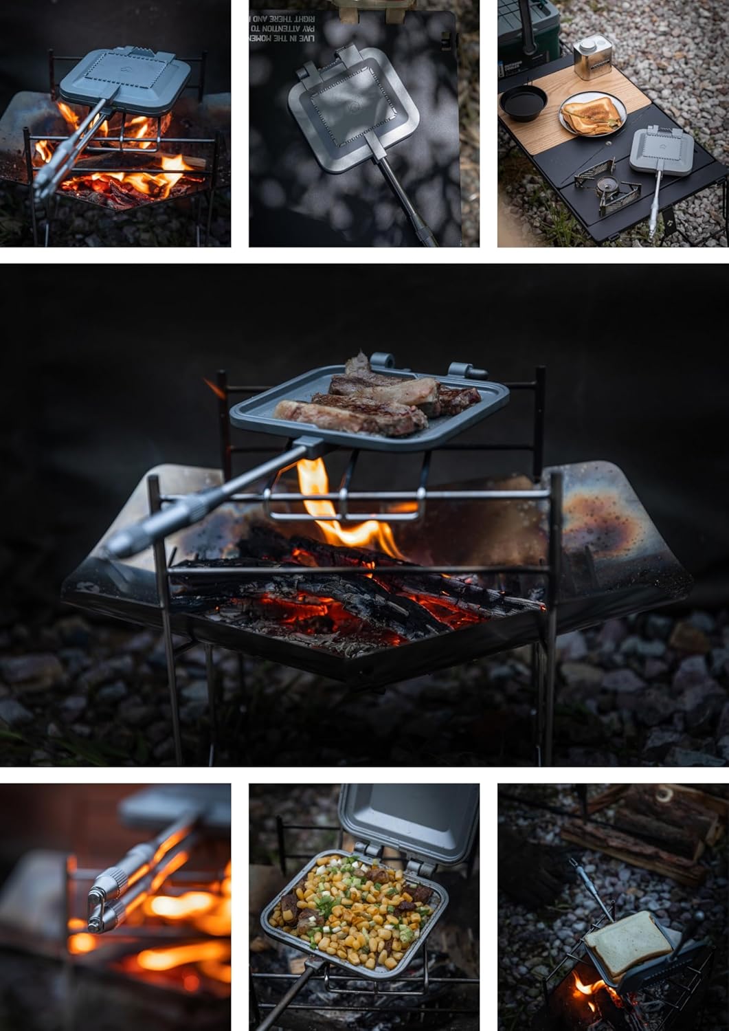 [Cookware] Campingmoon TT-1315; Sandwich Frying Toaster Pan Bread Toast Equipment Aluminum Stainless Steel Split Detachable Non-Stick Double Sided Grill Pan