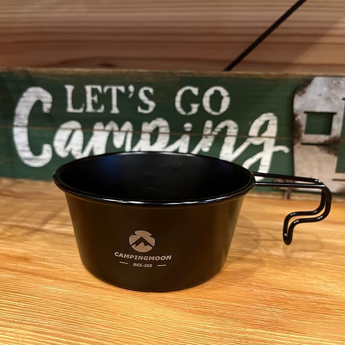 [Cookware] Campingmoon BKS-360; 2pcs Set Stainless Steel Deep Type Camping Sierra Cup 15oz, 450ml Black