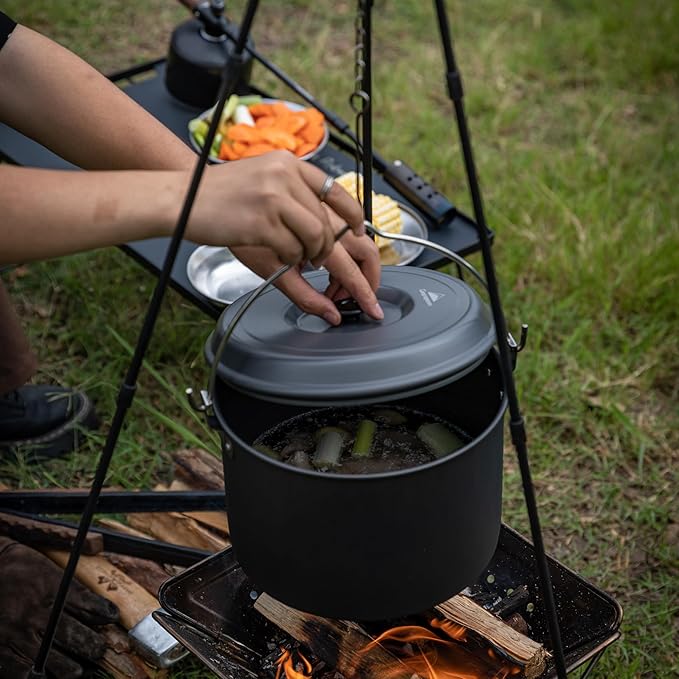 [Cookware] Campingmoon MC-255; Camping Pot 5.5-Quart Portable Campfire Cooking Hanging Pot Lightweight Aluminum