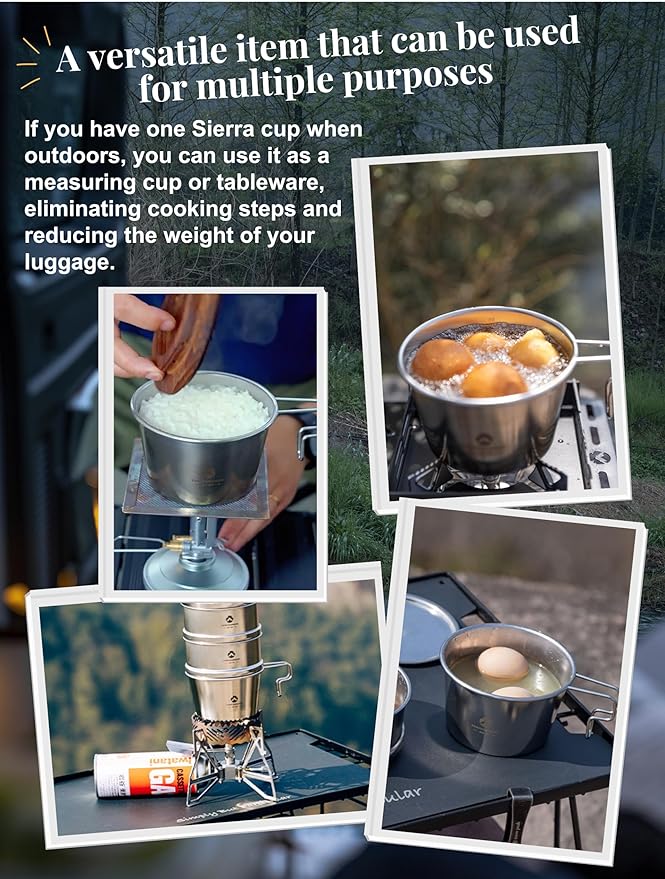 [Cookware] Campingmoon S369; Deep Sierra Cup 600ml Outdoor Camping Stainless Steel Sierra Cup Deep