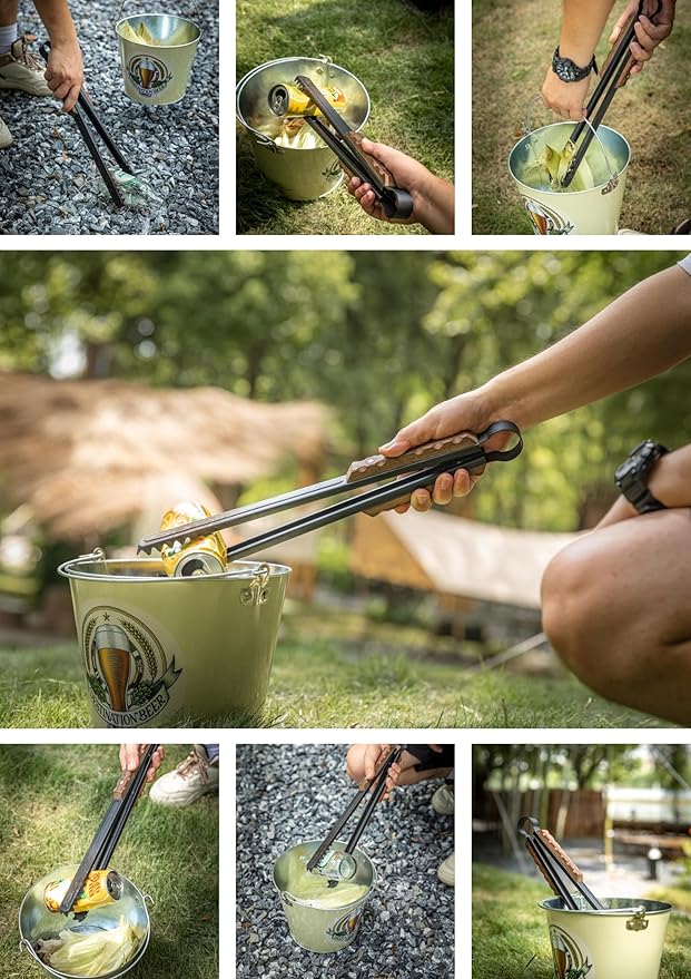 [Accessory] Campingmoon BKMS-41; 16-inch Length Fireplace Firewood Tongs with Scissor Shape Serrated Log Claw Tongs for Bonfire Campfire Fire Pit with Wood Hand