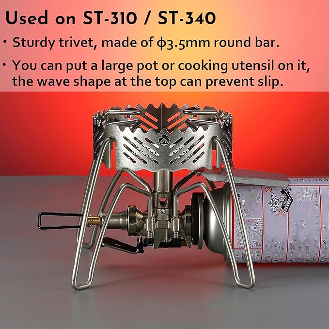 [Stove Accessory] Campingmoon ST-132; Windshield Ring for Gas Stove with Trivet Stainless Steel for Smart Stand Single Burner KOVEA Cube