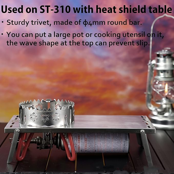[Stove Accessory] Campingmoon ST-141; Windshield Ring for Gas Stove with Trivet Stainless Steel for Smart Stand Single Burner KOVEA Cube