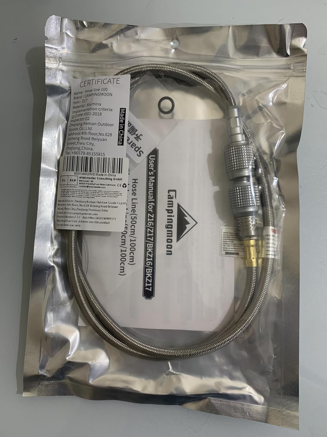 [Accessory] Campingmoon Z17; Camping Gas Canister Head Adapter Gas Hose for EN417 Lindal Valve Screw-on Type Canister and Device (39.37-inch Length)