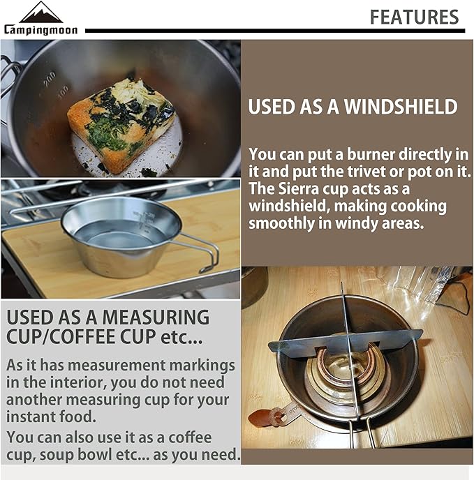 [Cookware] Campingmoon S-220-2P; 2-Piece Stainless Steel Sierra Cup, 310ml