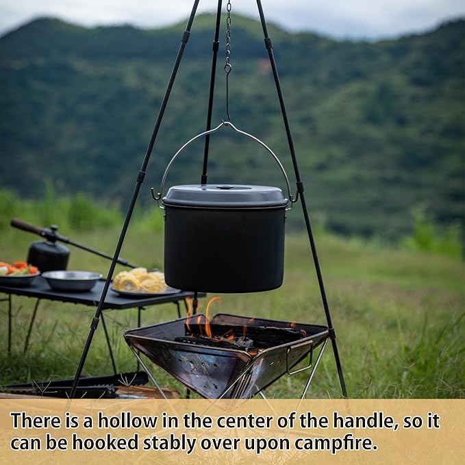 [Cookware] Campingmoon MC-255; Camping Pot 5.5-Quart Portable Campfire Cooking Hanging Pot Lightweight Aluminum