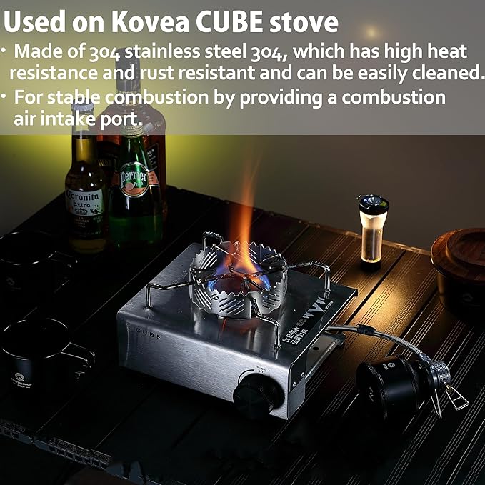 [Stove Accessory] Campingmoon ST-132; Windshield Ring for Gas Stove with Trivet Stainless Steel for Smart Stand Single Burner KOVEA Cube