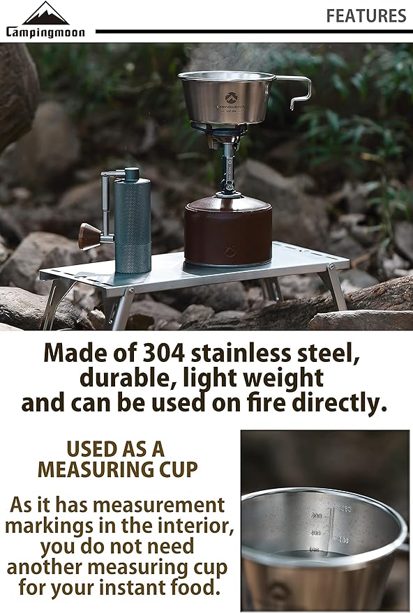 [Cookware] Campingmoon S360; 2pcs Set Stainless Steel Deep Type Camping Sierra Cup 450ml