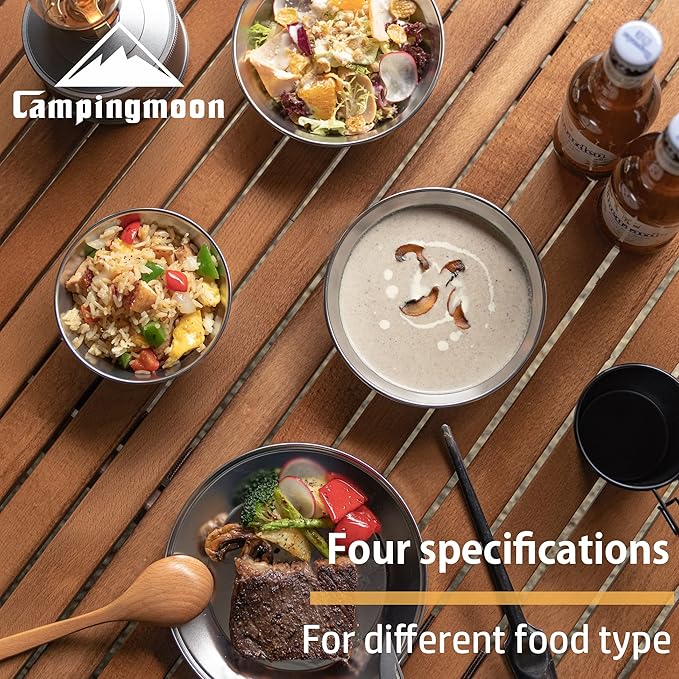 [Tableware] Campingmoon S395-1S; Stainless Steel Camping Plates Set, Dishwasher Safe
