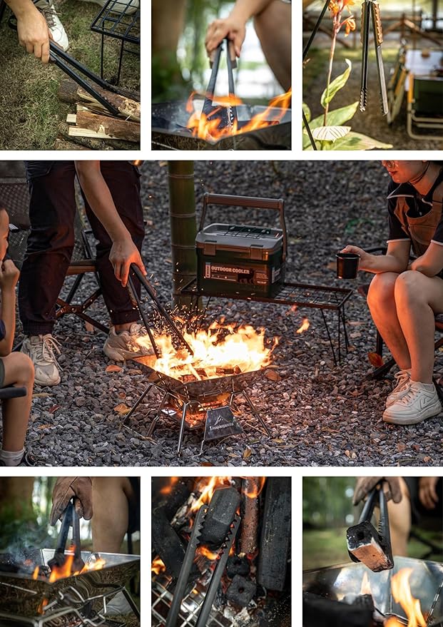 [Accessory] Campingmoon BKMS-41; 16-inch Length Fireplace Firewood Tongs with Scissor Shape Serrated Log Claw Tongs for Bonfire Campfire Fire Pit with Wood Hand