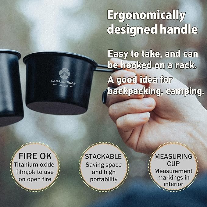 [Cookware] Campingmoon BKS-180-2P; Premium Solo Coffee Mug, Black, 5.3 fl oz (160 ml), Set of 2