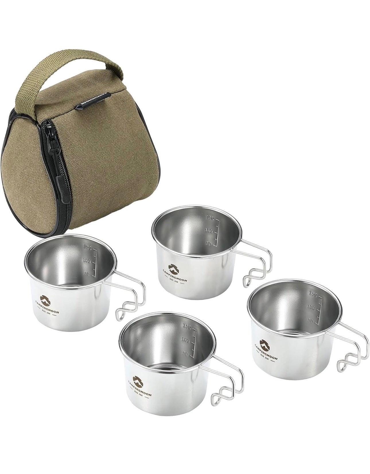 [Cookware] Campingmoon S-180-2P; 304 Stainless Steel Small Coffee Mug, 160ml, 2Pcs,