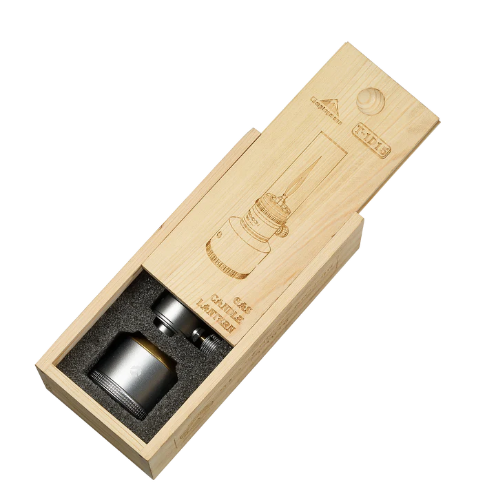 [Heater & Lantern] Campingmoon T-1D15; Camping Gas Lantern, Wooden Case Gas Candle with Empty Tank