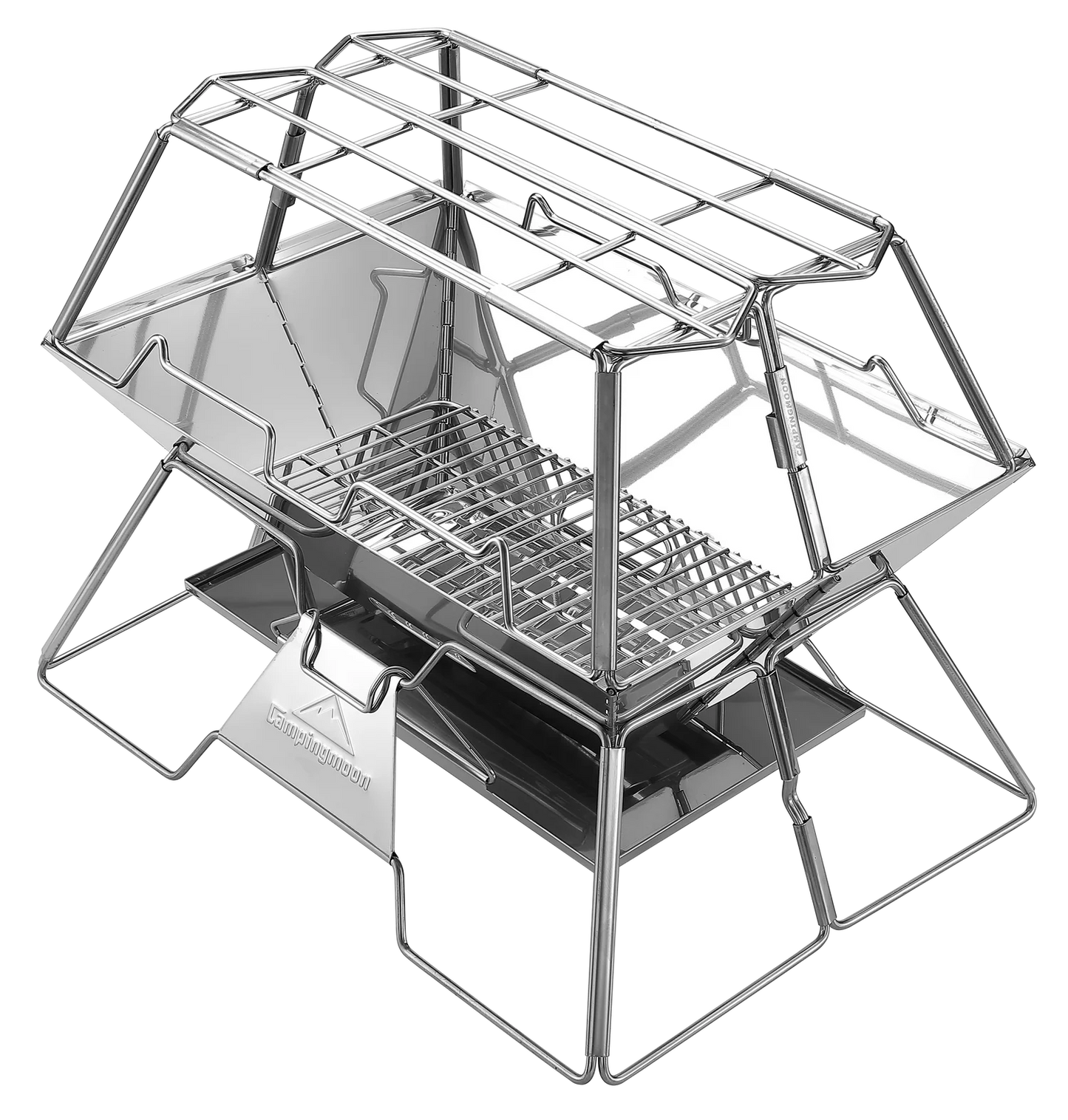 [Cookware Accessory] Campingmoon MT-3-ST; Collapsible Stainless Steel Campfire Cooking Stand Trivet for Outdoor Camping