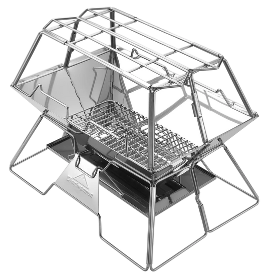 [Cookware Accessory] Campingmoon MT-3-ST; Collapsible Stainless Steel Campfire Cooking Stand Trivet for Outdoor Camping