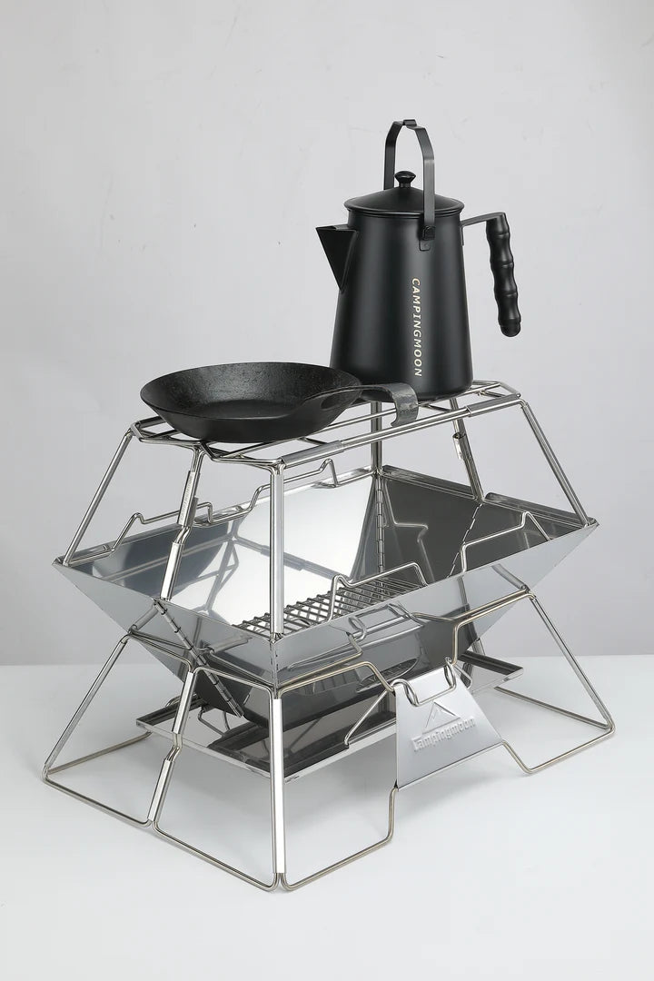 [Cookware Accessory] Campingmoon MT-3-ST; Collapsible Stainless Steel Campfire Cooking Stand Trivet for Outdoor Camping