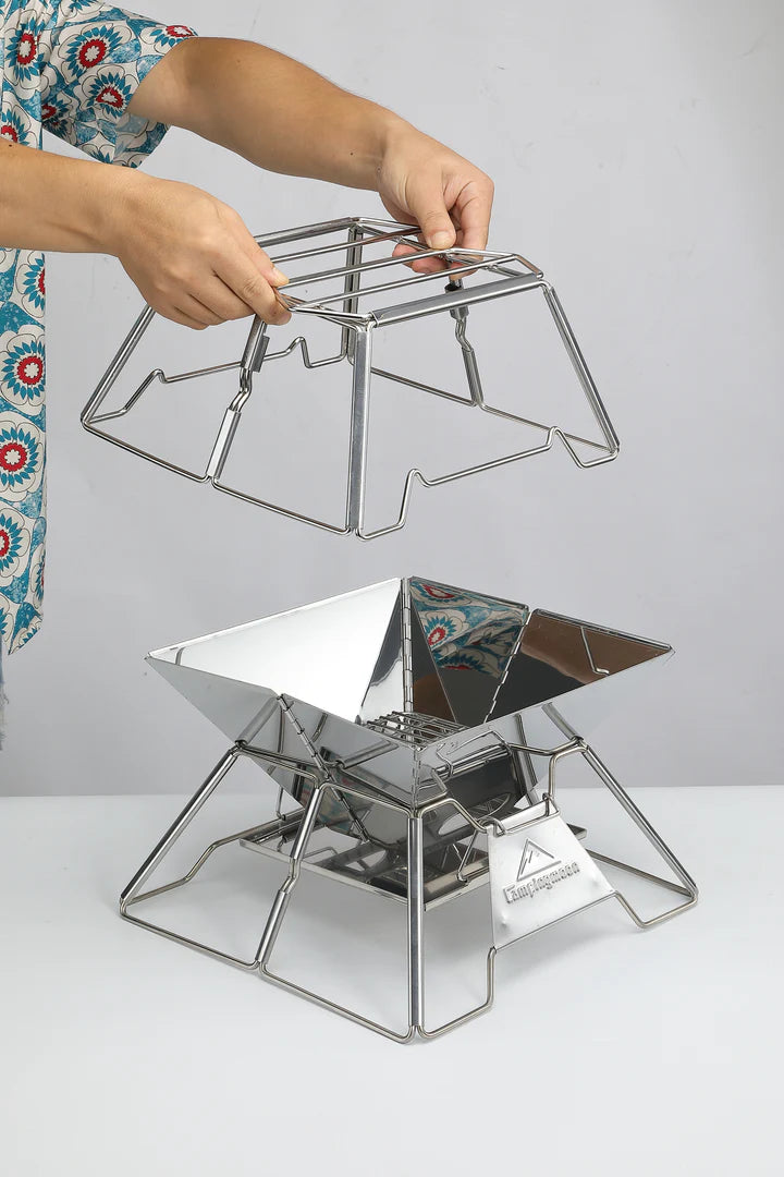 [Cookware Accessory] Campingmoon MT-2-ST; Collapsible Stainless Steel Campfire Cooking Stand Trivet for Outdoor Camping