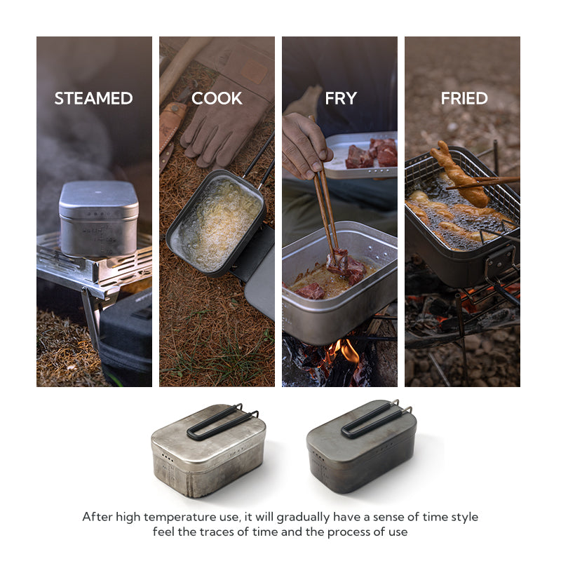 [Tableware] Campingmoon S-2013; Extra Thick Mess Tin, Large with Overflow Prevention Groove, Draining Hole, Outdoor Mess kit