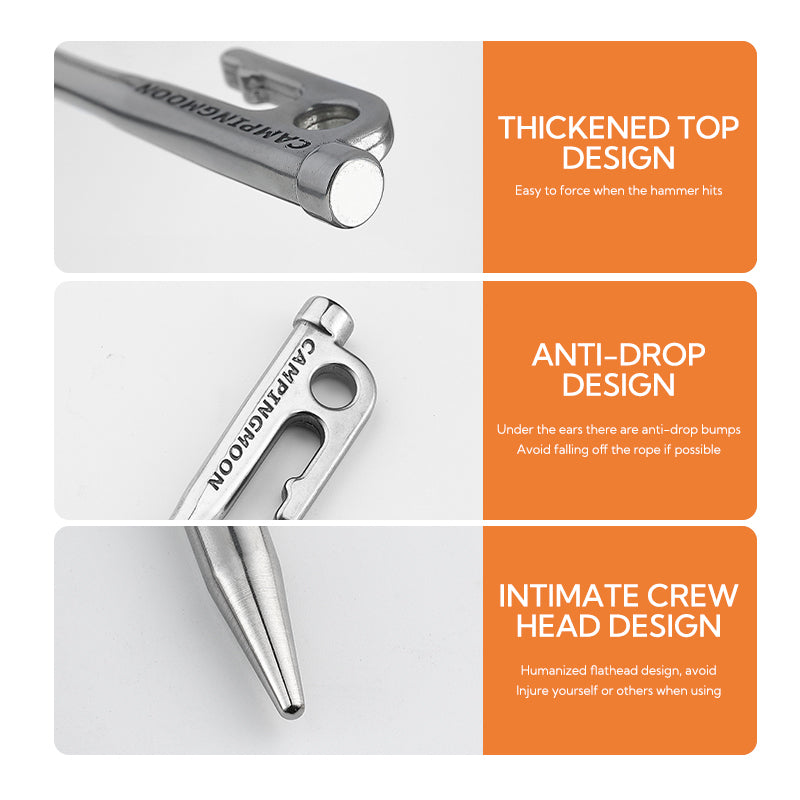 [Tent Tools] Campingmoon R-Various sizes; High Strength 420 Stainless Steel Ground Nails Ceiling Tent Fixed Camp Tent Nails/Pegs
