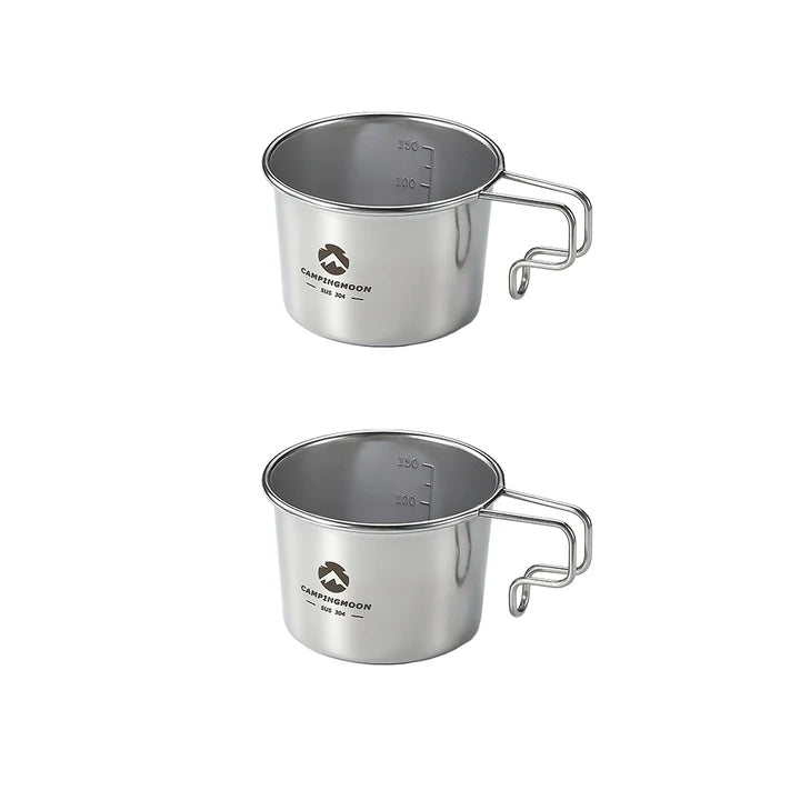 [Cookware] Campingmoon S-180-2P; 304 Stainless Steel Small Coffee Mug, 160ml, 2Pcs,