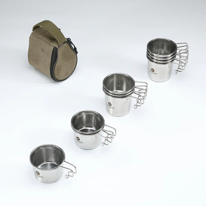 [Cookware] Campingmoon S-180-2P; 304 Stainless Steel Small Coffee Mug, 160ml, 2Pcs,