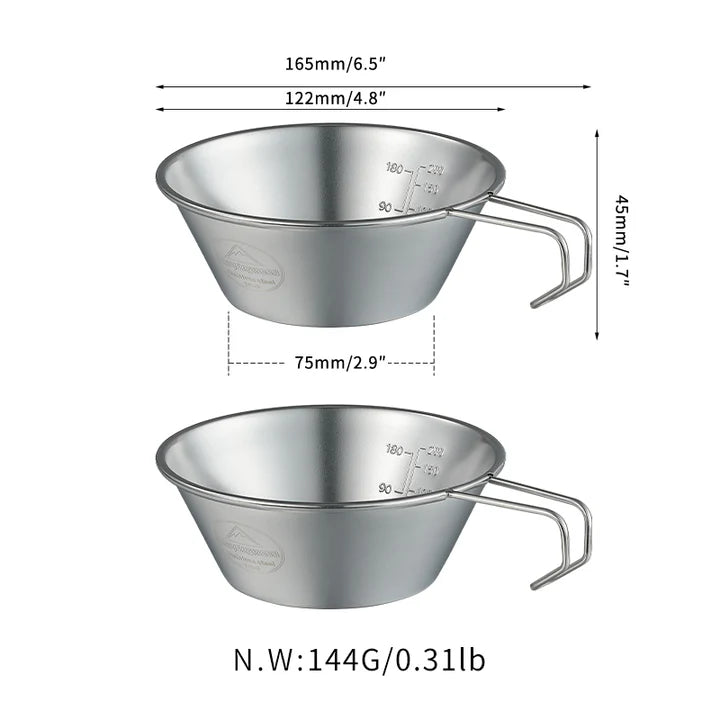 [Cookware] Campingmoon S-220-2P; 2-Piece Stainless Steel Sierra Cup, 310ml