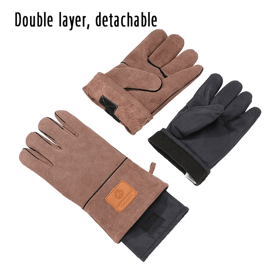 [Accessory] Campingmoon Q28; Flame Retardant Heat Insulation Leather High Temperature Outdoor Camping Picnic BBQ Gloves