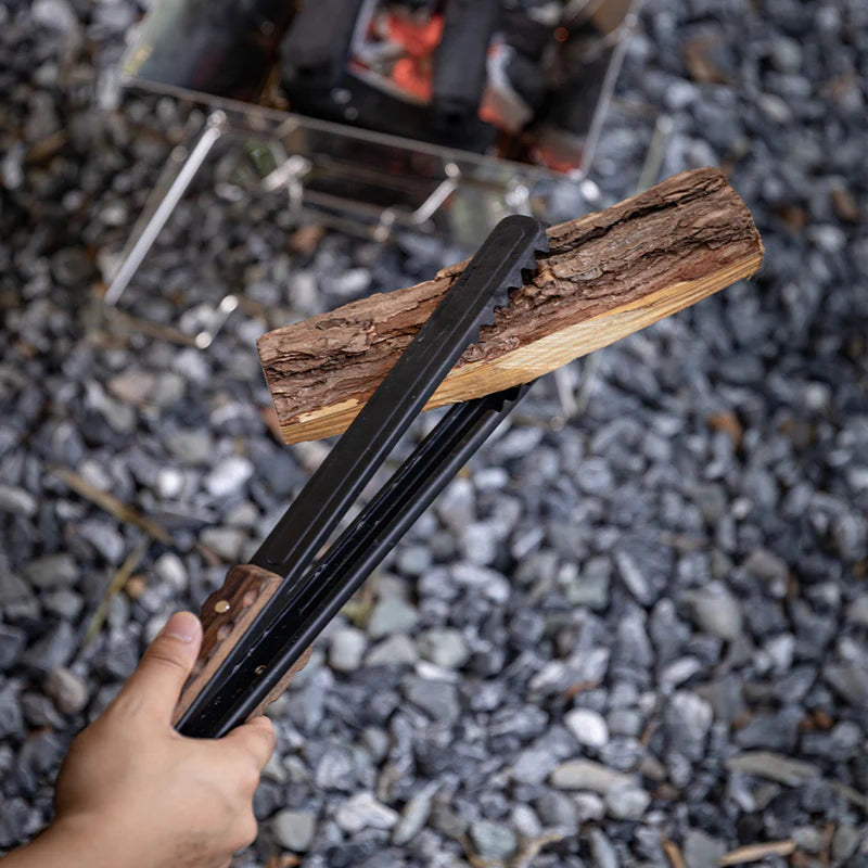 [Accessory] Campingmoon BKMS-41; 16-inch Length Fireplace Firewood Tongs with Scissor Shape Serrated Log Claw Tongs for Bonfire Campfire Fire Pit with Wood Hand