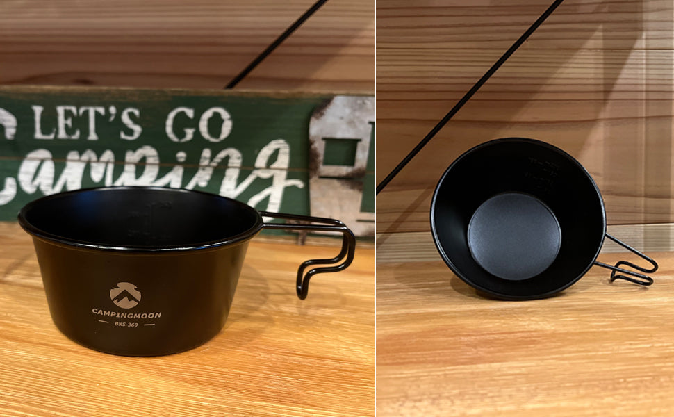 [Cookware] Campingmoon BKS-360; 2pcs Set Stainless Steel Deep Type Camping Sierra Cup 15oz, 450ml Black