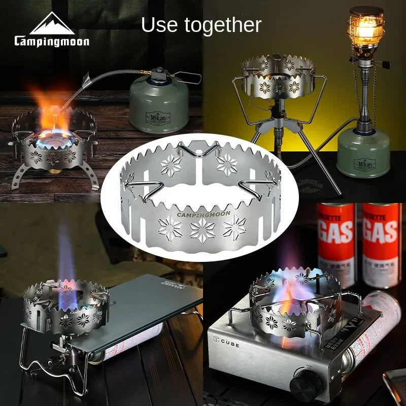 [Stove Accessory] Campingmoon ST-141; Windshield Ring for Gas Stove with Trivet Stainless Steel for Smart Stand Single Burner KOVEA Cube