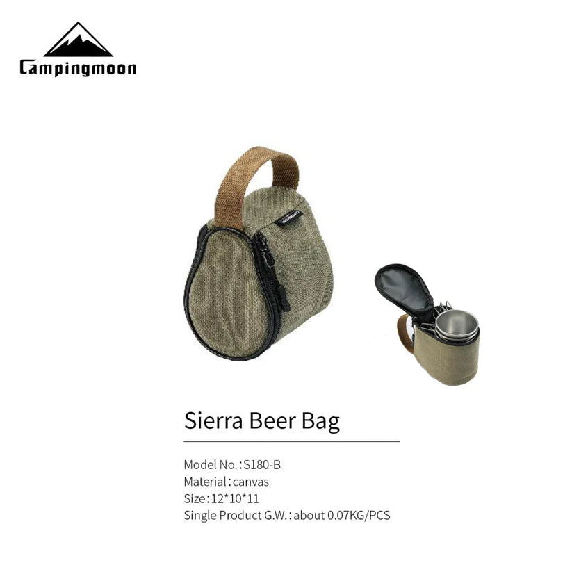 [Accessory] Campingmoon S180-B; Outdoor Portable Canvas Snow Pull Beer Mug Storage Bag Portable Hangable Camping Equipment