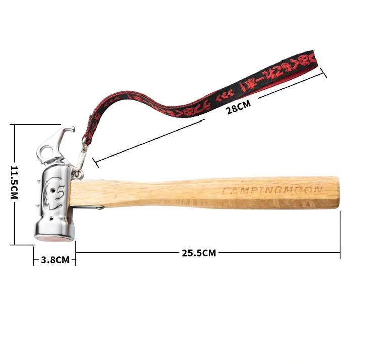 [Tent Tools] Campingmoon C5; Rhino Camping Hammer Portable Lightweight Multi-Purpose Stainless Steel Copper Head Solid Wood Handle Tent Peg Stakes Ground Nail